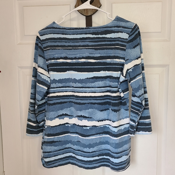 (429) Ruby Rd.  Woman's Casual 3/4 Sleeve Blouse, Size: Medium Color: Blue - Picture 9 of 14